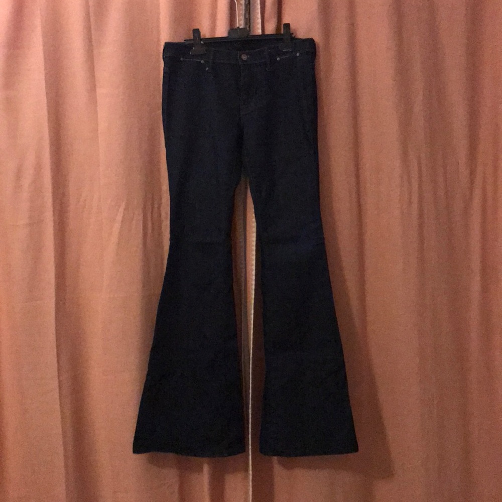 Low rise extra flare dark jeans